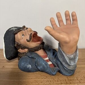Pirate Figurine Wine Bottle Holder Beachcombers Nautical Theme Eye Patch Resin